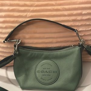 Coach sage green shoulder bag with crossbody strap
